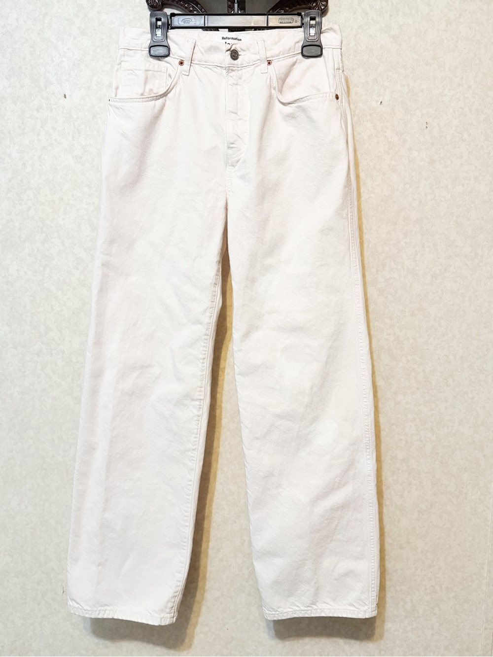 Reformation Val 90s Mid Rise Straight Jeans Fior di Latte Size 28 Organic Cotton - Picture 2 of 11